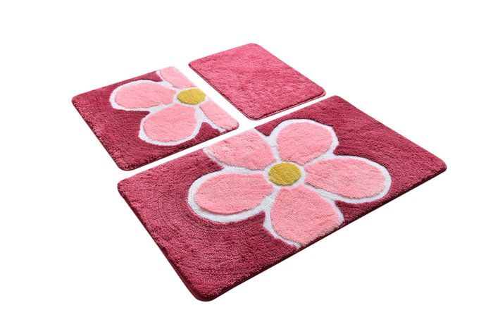 Mijölnir Juego de alfombras de baño Flower - Fuchsia de 3 piezas